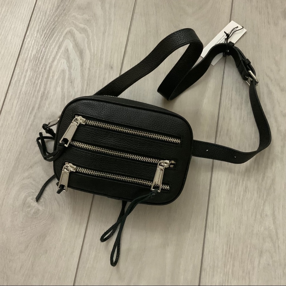 Rebecca Minkoff Black 3 Zip Leather Belt Bag